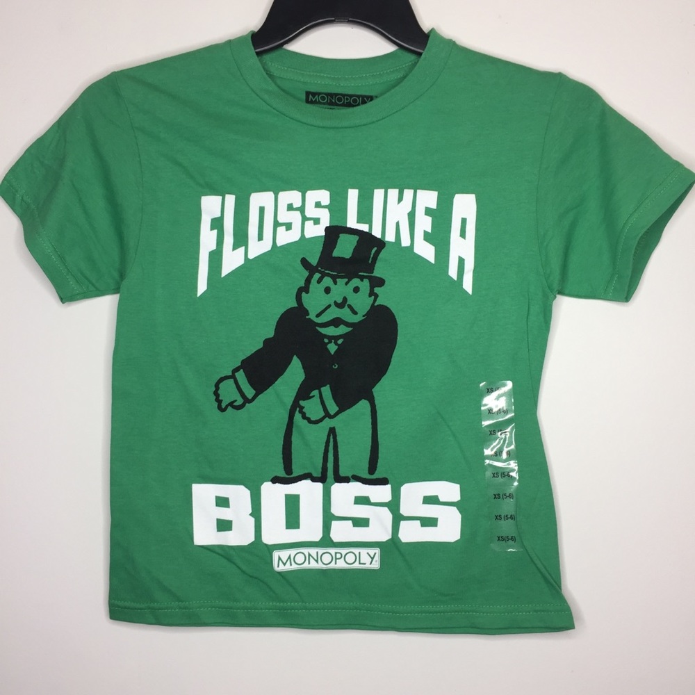 Floss Like A Boss Monoploly XS green 100%Cotton